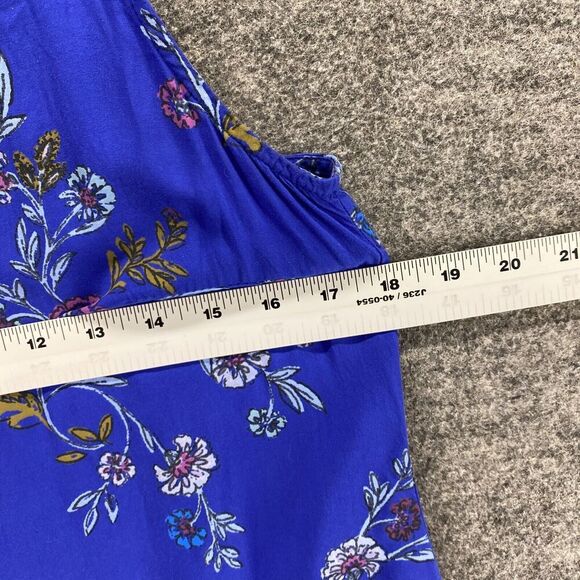 Old Navy Dress Women S Small Blue Floral Shift Short Round Neck Sleeveless Rayon - Picture 7 of 9